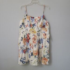 Express Dress Womens XL Fit & Flare Milkmaid Tiered Empire Waist Floral Garden